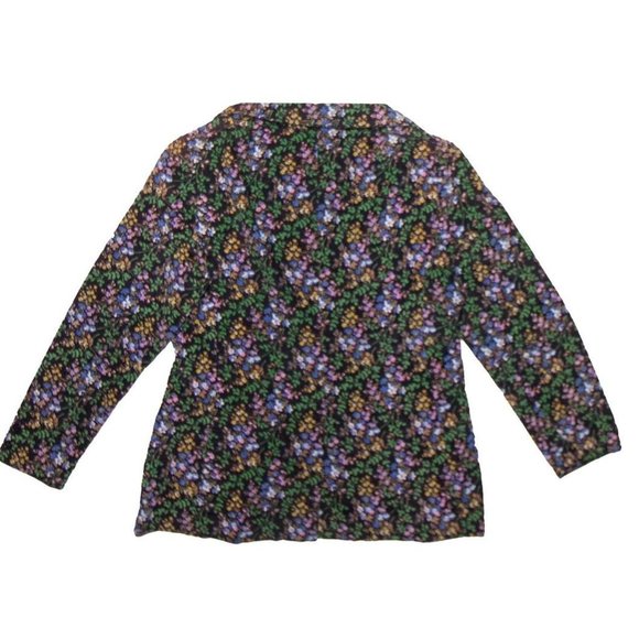 Vintage 1970s Black Floral Corduroy Blazer - Picture 2 of 4